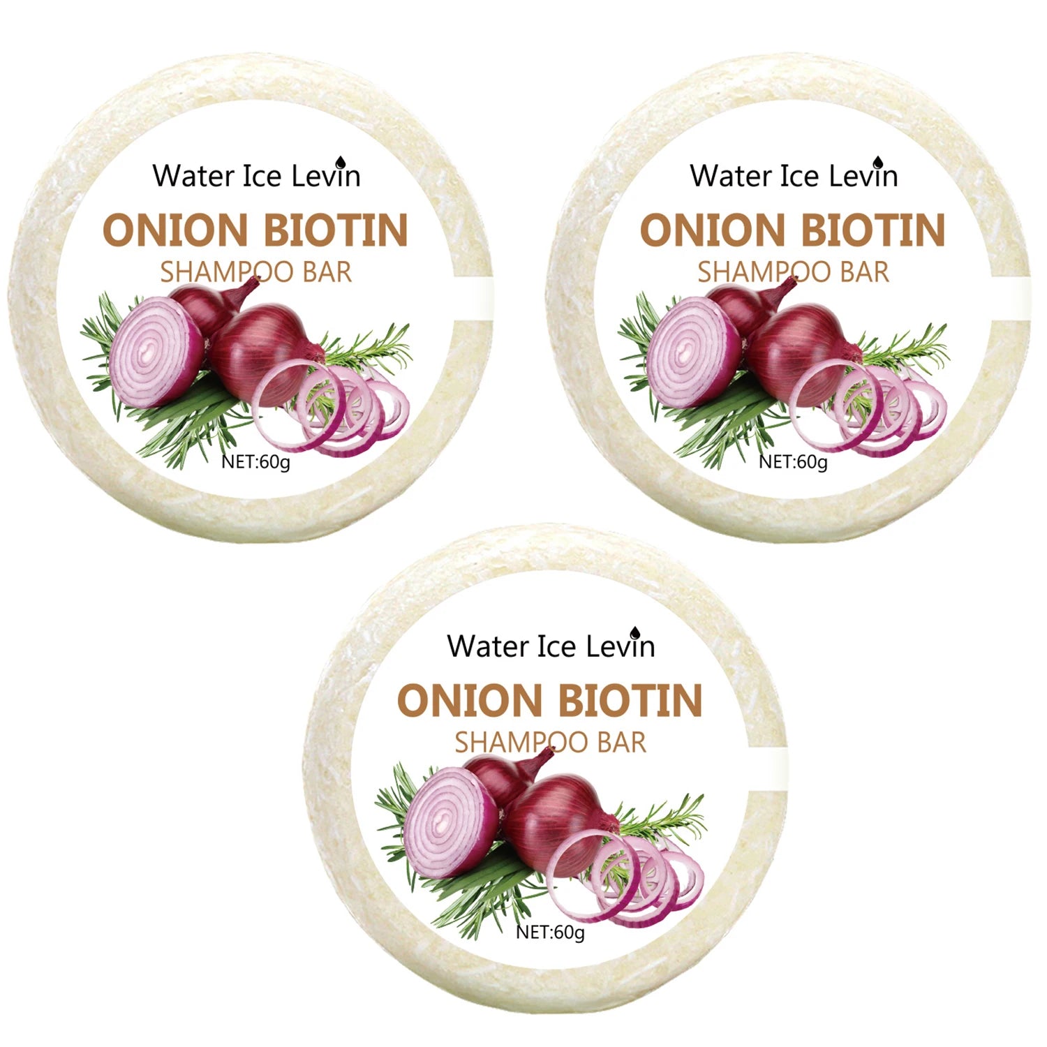 Onion and Biotin Shampoo Soap - 60g, Suitable for All Hair Types, Moisturizing and Smoothing, Rich in Rosemary Extract